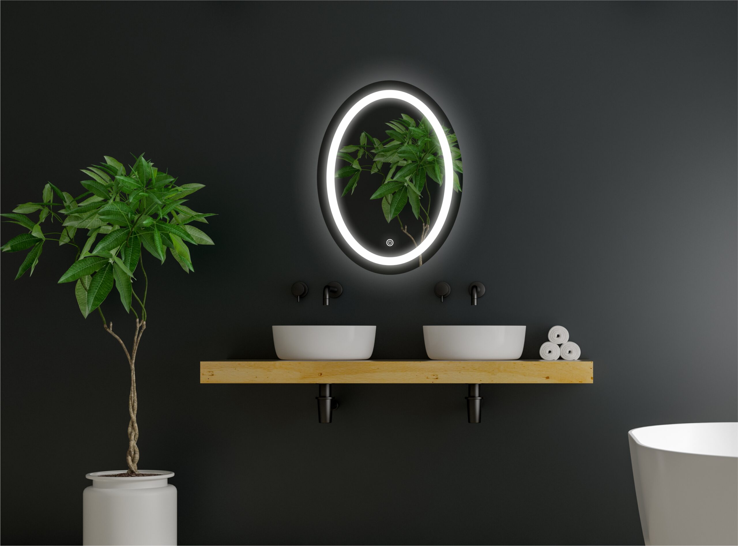 04 Oval Frameless LED Mirror – Hardwired Wall-Mounted Lighted Mirror with Smart LED & Energy-Saving Design | Hotel & Home Bathroom Mirror (17.75 x 23.75 inch) Ovel-2 - Image 1