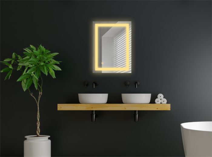 Rectangular Frameless LED Mirror – Wall-Mounted Smart Touch Sensor Mirror with Energy-Saving LED | Bathroom, Wash Basin & Vanity Mirror (18 x 24 inch) Square-4 - Image 3