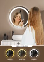 Round Frameless LED Mirror – Plug-and-Play Wall-Mounted Lighted Mirror with Energy-Saving LED | Entryway & Dressing Room Mirror (24 x 24 inch) Round-1 - Image 4