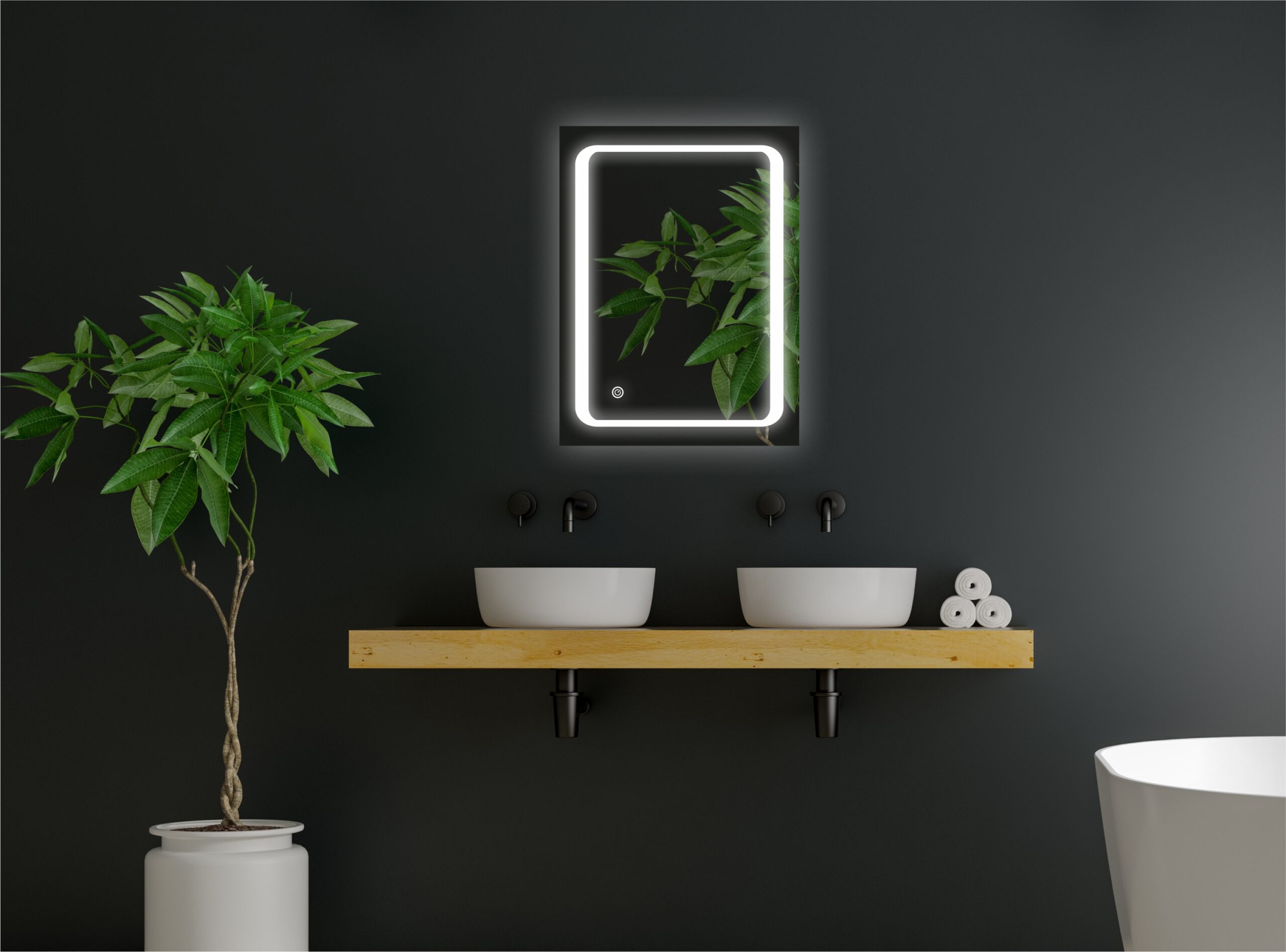 04 TRYOTONE - Rectangular Frameless LED Mirror – Hardwired Wall-Mounted Smart LED Mirror with Touch Sensor | Dressing Table & Vanity Mirror (18 x 24 inch) - Image 1