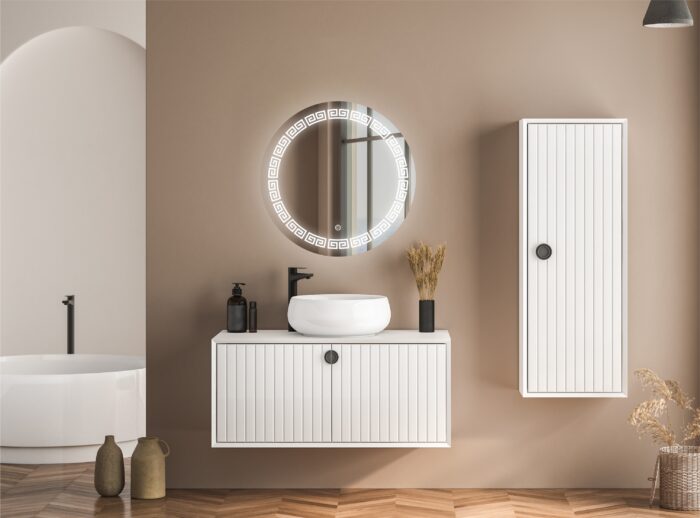 TRYOTONE - Round Frameless LED Mirror – Wall-Mounted Smart LED Mirror with Touch Sensor & Copper-Free Silver Glass | Vanity & Wash Basin Mirror (24 x 24 inch) - Image 3