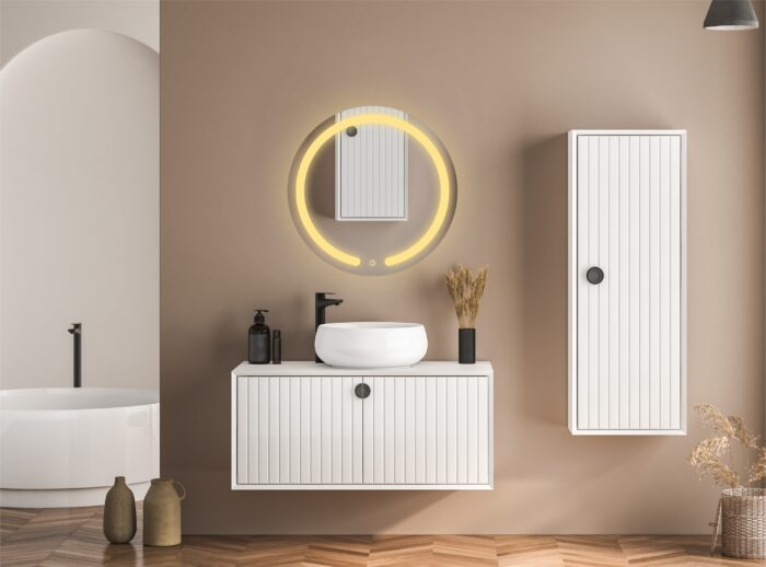 TRYOTONE - Round Frameless LED Mirror – Plug-and-Play Wall-Mounted Lighted Mirror with Energy-Saving LED | Entryway & Dressing Room Mirror (24 x 24 inch). - Image 4