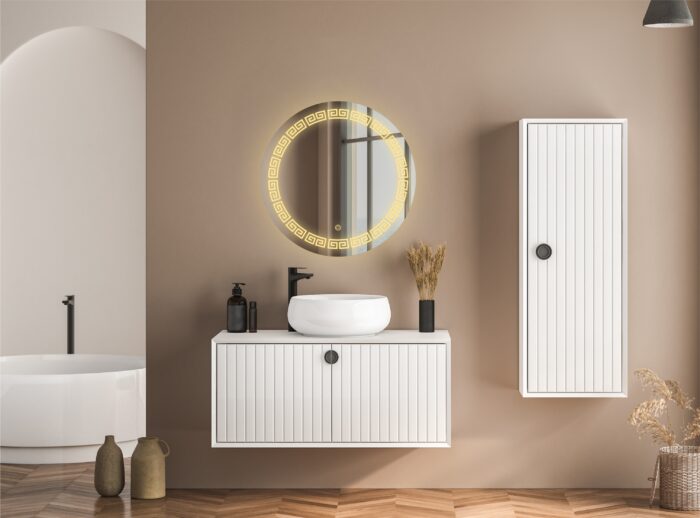 TRYOTONE - Round Frameless LED Mirror – Wall-Mounted Smart LED Mirror with Touch Sensor & Copper-Free Silver Glass | Vanity & Wash Basin Mirror (24 x 24 inch) - Image 4