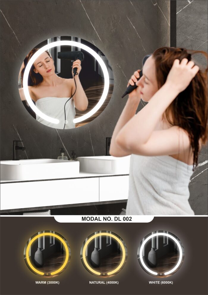 TRYOTONE - Round Frameless LED Mirror – Plug-and-Play Wall-Mounted Lighted Mirror with Energy-Saving LED | Entryway & Dressing Room Mirror (24 x 24 inch). - Image 5