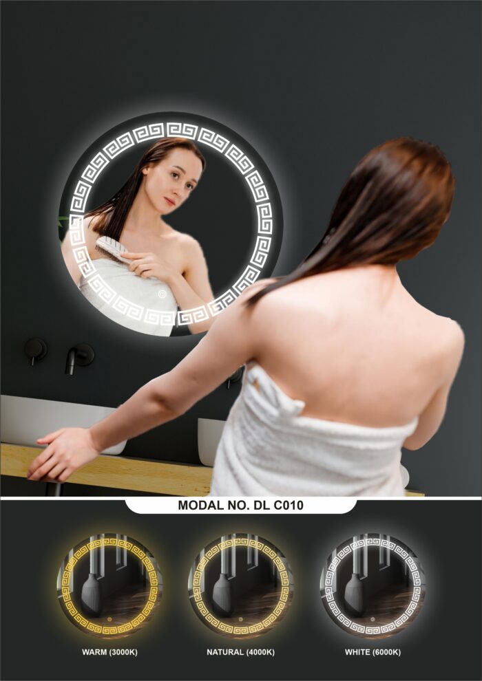 TRYOTONE - Round Frameless LED Mirror – Wall-Mounted Smart LED Mirror with Touch Sensor & Copper-Free Silver Glass | Vanity & Wash Basin Mirror (24 x 24 inch) - Image 5
