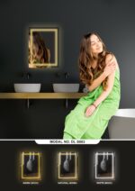 TRYOTONE - Rectangular Frameless LED Mirror – Plug-and-Play Wall-Mounted Lighted Mirror with Copper-Free Silver Glass | Bedroom & Dressing Table Mirror (18 x 24 inch) - Image 5