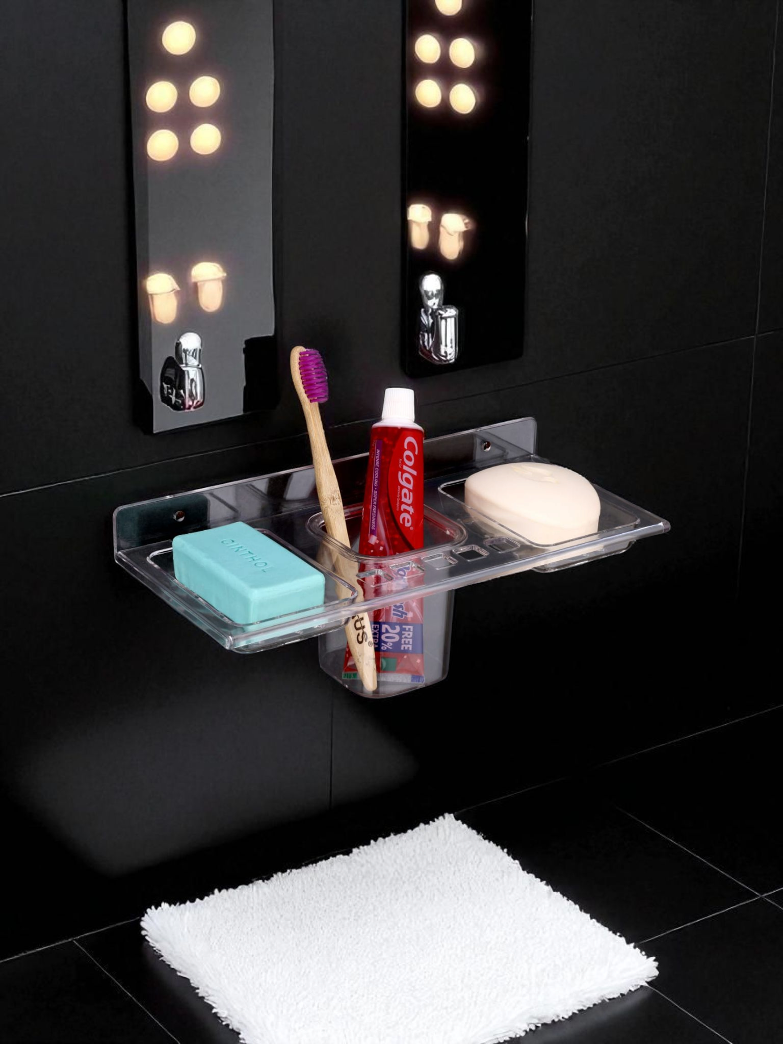 IMG-20250707-WA0001 (3) TRYOTONE Multipurpose Double Soap Dish with Tumbler Holder Sleek Design Bathroom Accesories Bathroom Shelf soap Holder/Toothbrush Holder for washbasin,Bathroom (Pack of 2) - Image 1