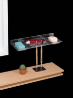 TRYOTONE 2 in 1 Wall-Mounted Transparent Bathroom Shelf Organizer with Toothbrush & Soap Holder | Multi-Use Storage Rack for Toothpaste, Toiletries & Accessories | Durable & Space-Saving Design(pack of 2) - Image 2