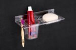 TRYOTONE Wall Mount Acrylic Corner soap Dish with Toothbrush & Tumbler Holder Shelf Usable for Bathroom and Wash Basin Area, Bathroom Accessories(pack of 2)