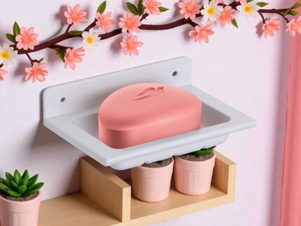 TRYOTONE Elegant Wall-Mounted Soap Holder with -Embossed Bar – Stylish and Functional Bathroom Accessory for a Clean, Organized Space (Pack of 2)