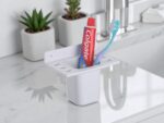 TRYOTONE Wall-Mounted Toothbrush & Toothpaste Holder – Space-Saving, Hygienic Bathroom Organizer with Drainage Slots – Ideal for Modern Countertops, Clean, Dry (Pack of 2) - Image 2