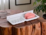 TRYOTONE Wall-Mounted Dual Soap Dish Holder – Durable White Plastic Bathroom Organizer with Drainage Slots for Easy Water Flow, Space-Saving Design, and Stylish, (Pack of 2) - Image 2